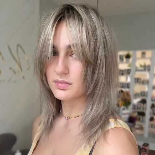 Ash Blonde Wolf Cut with Sleek Finish