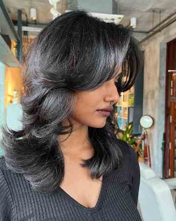 Black Balayage with a Textured Wolf Cut