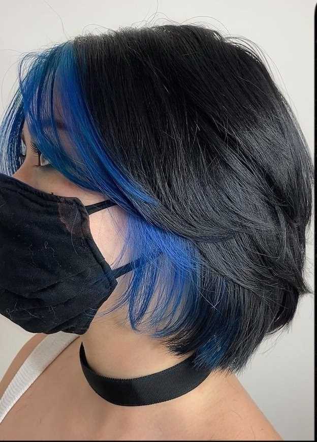 Black Wolf Cut with Highlighted Ends