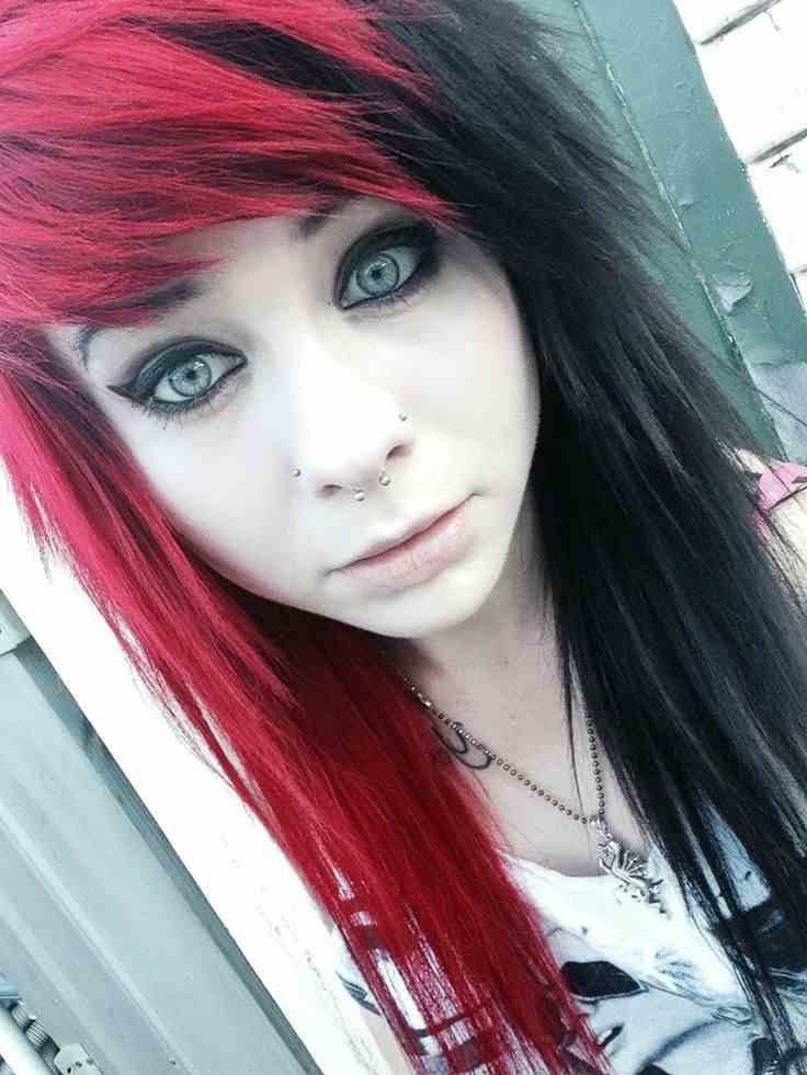 Black and Red Two-Tone Hair