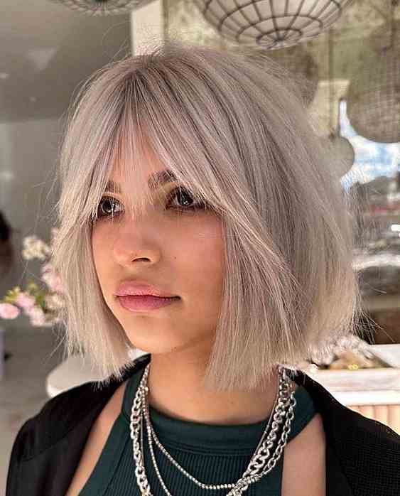 Blonde Bob Wolf Cut with Dark Roots