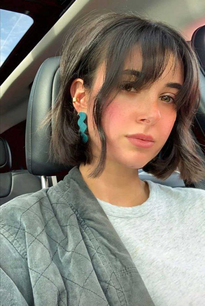 Blunt Fluffy Bob with Fringed Bangs