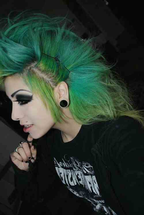 Bold Mohawk with Green Scene Hair