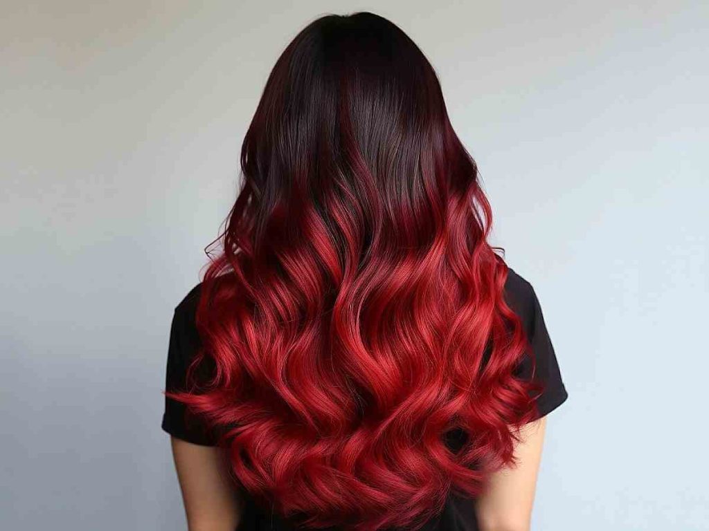 Bold Ombre Red to Black Weave