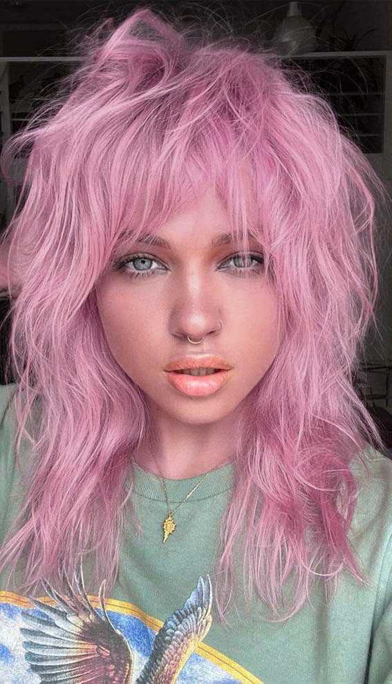 Cotton Candy Pink with Shaggy Layers