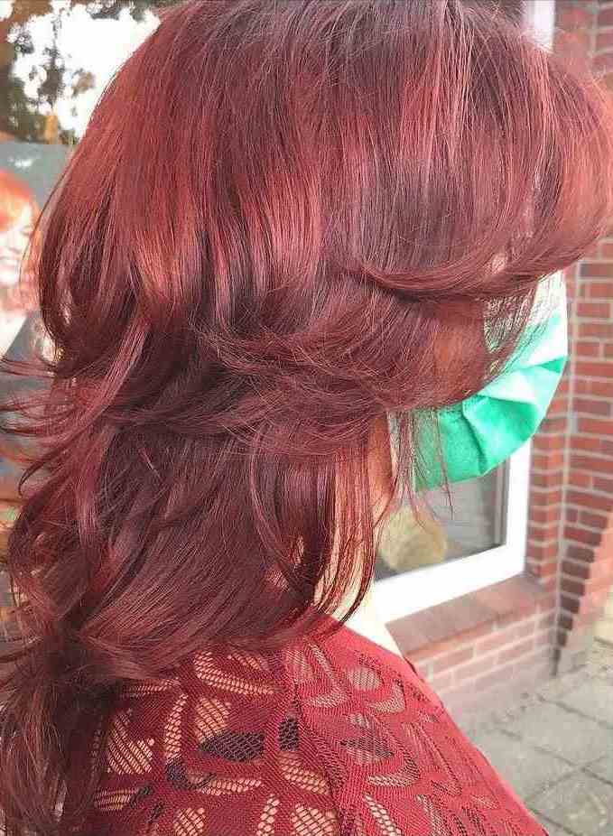 Crimson Red Wolf Cut with Feathered Layers
