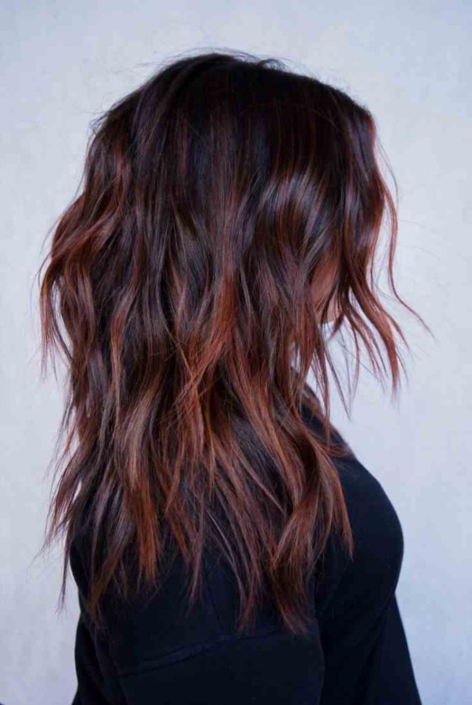 Dark Auburn Red Wolf Cut with Shaggy Texture
