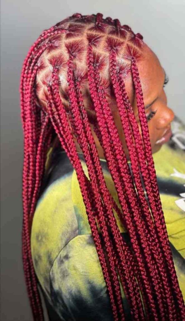Dark Red Box Braids
