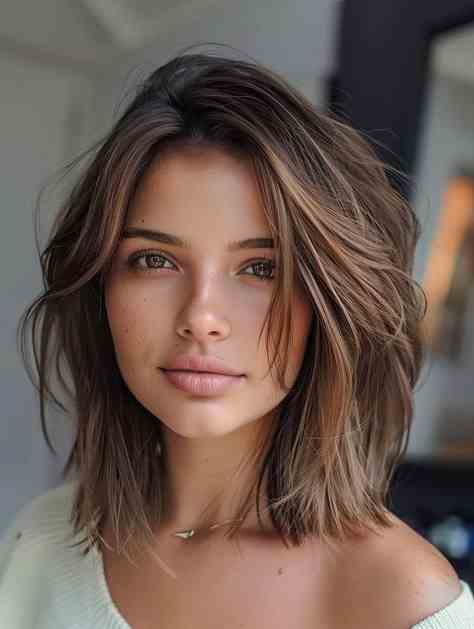 Deep Side Part Wolf Cut