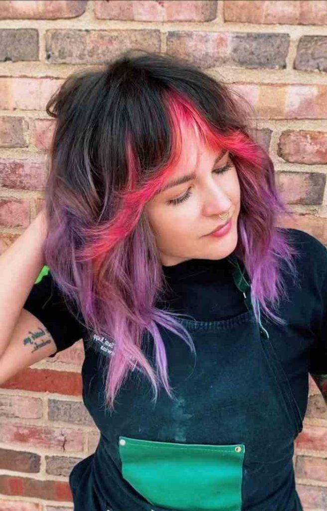 Edgy Shag with Colorful Tips