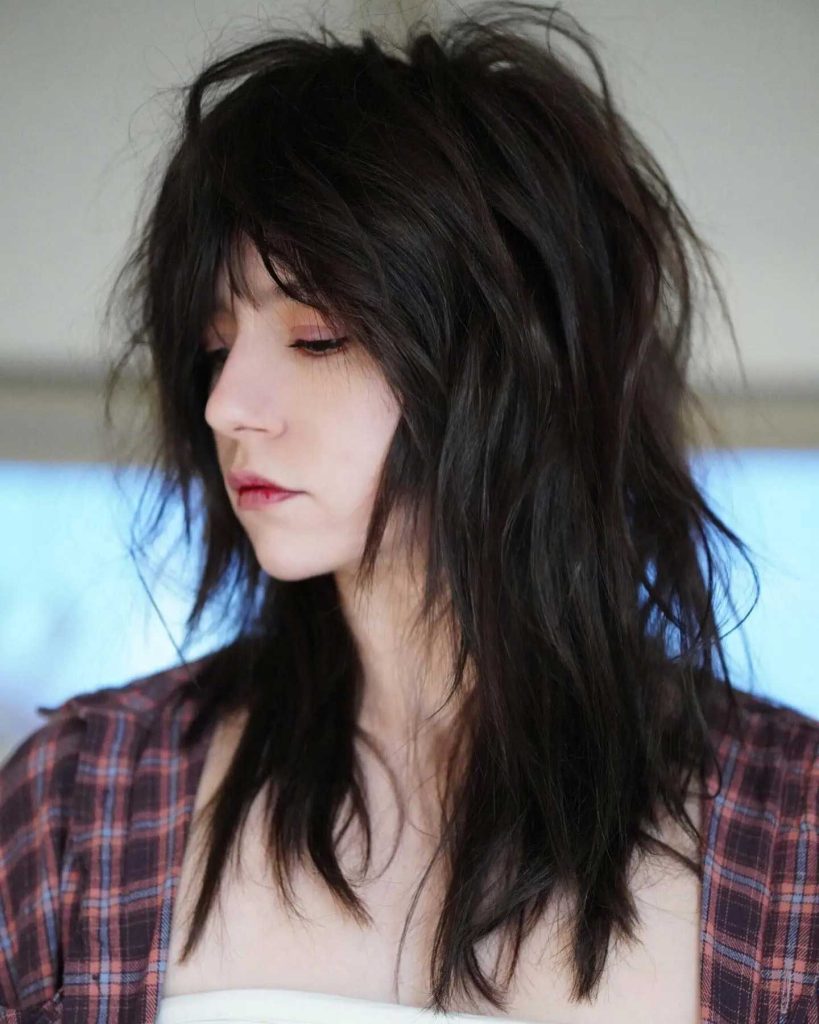 Edgy Wolf Cut with Side-Swept Bangs