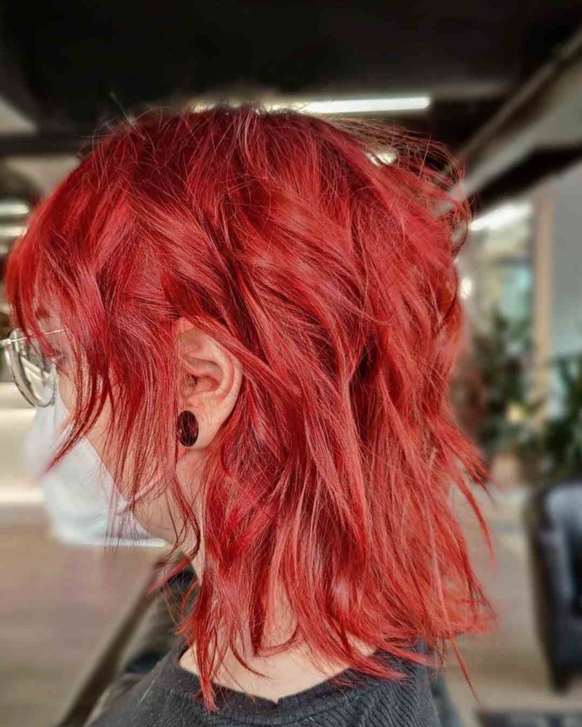 Fire Engine Red Wolf Cut with Shaggy Layers