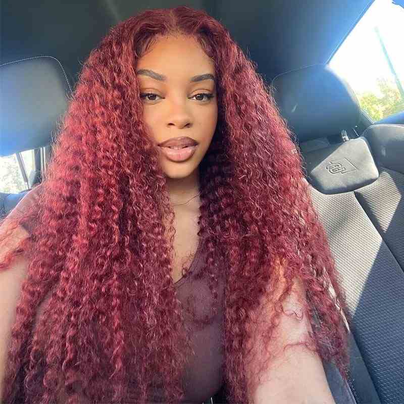 Glamorous Red Curls with a Middle Part