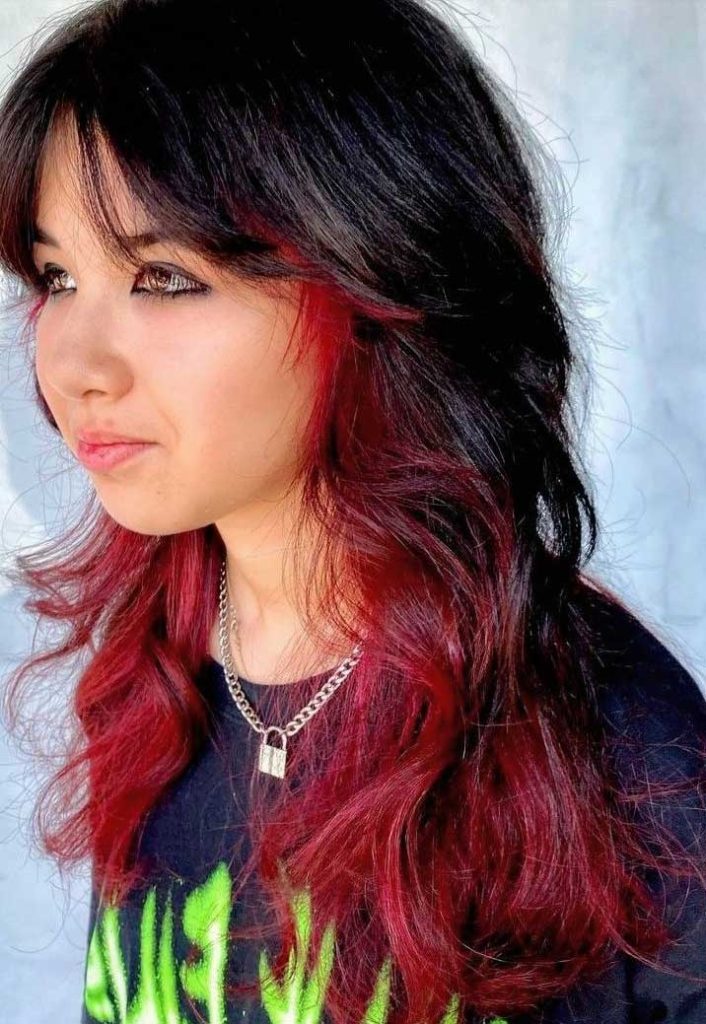 Layered Wolf Cut with Color Melting