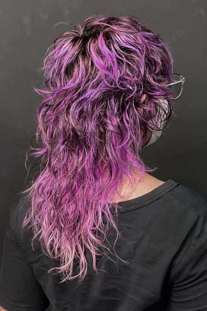 Lilac Pink Wolf Cut with Curly Texture