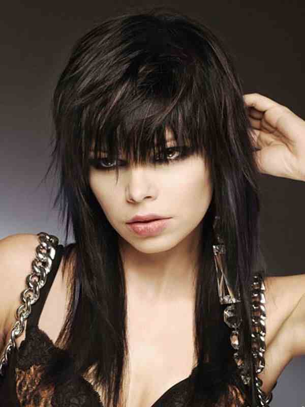 Long, Sleek Hair with Heavy Bangs