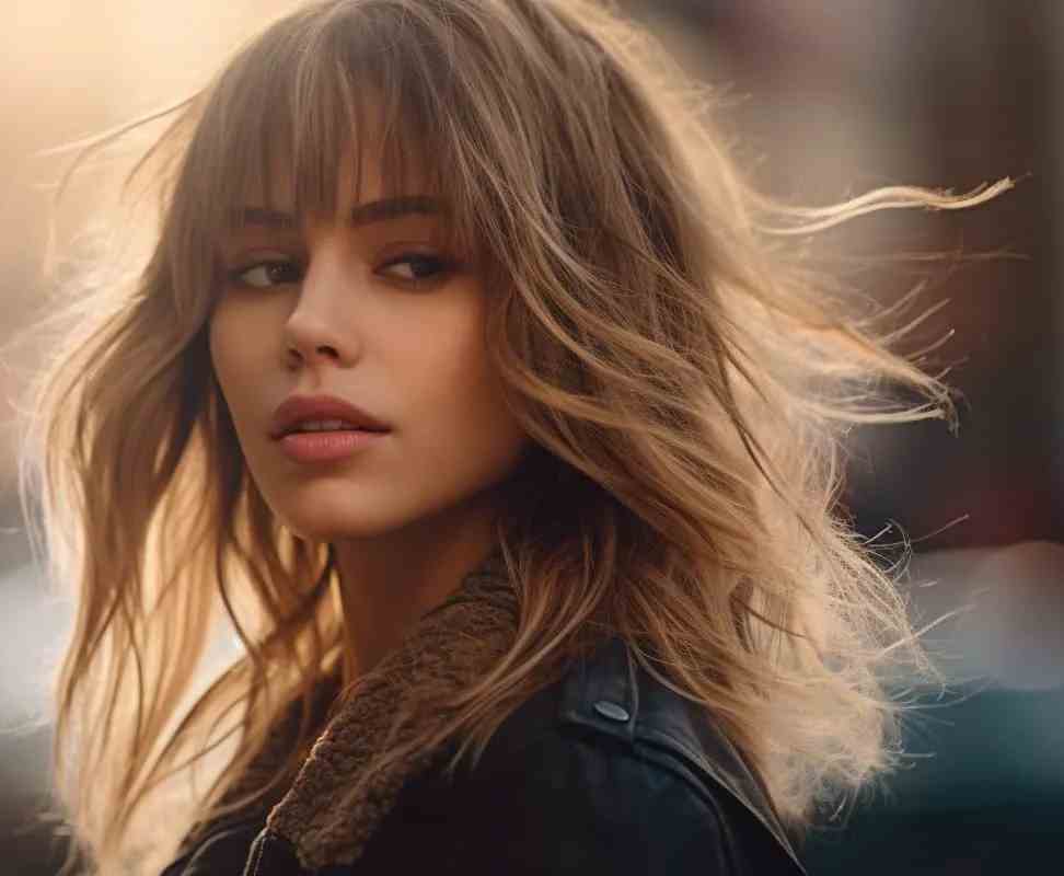 Medium Wolf Cut with Blonde Highlights