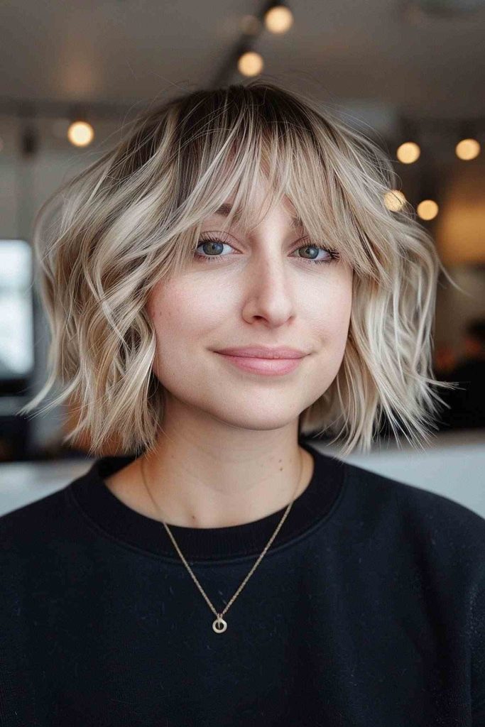 Messy Bob Wolf Cut with Highlights