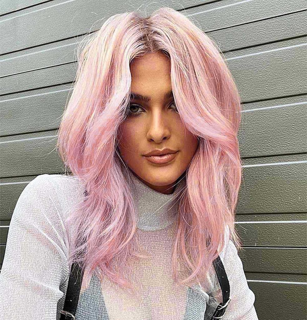 Muted Pink with Layered Fringe