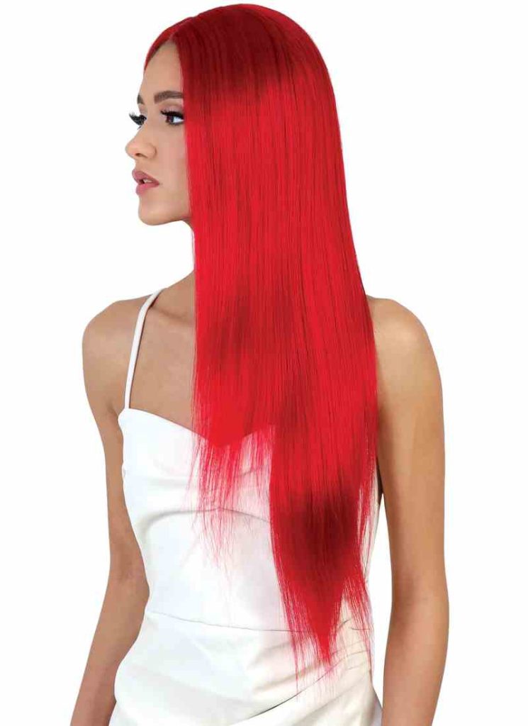 Neon Red Straight Long Weave