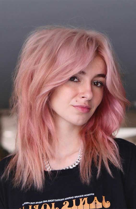 Pink Fluffy Wolf Cut
