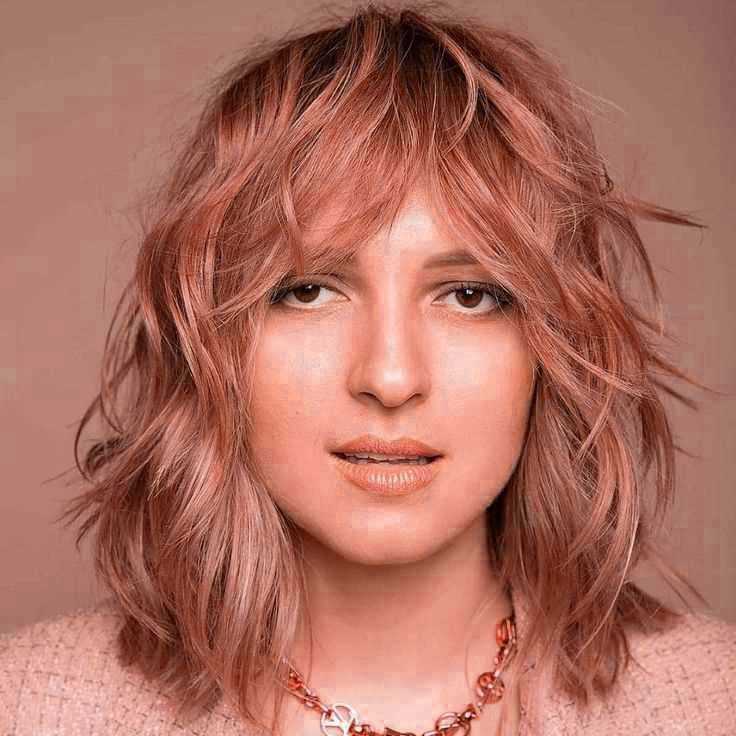 Rose Gold Wolf Cut with Tousled Texture