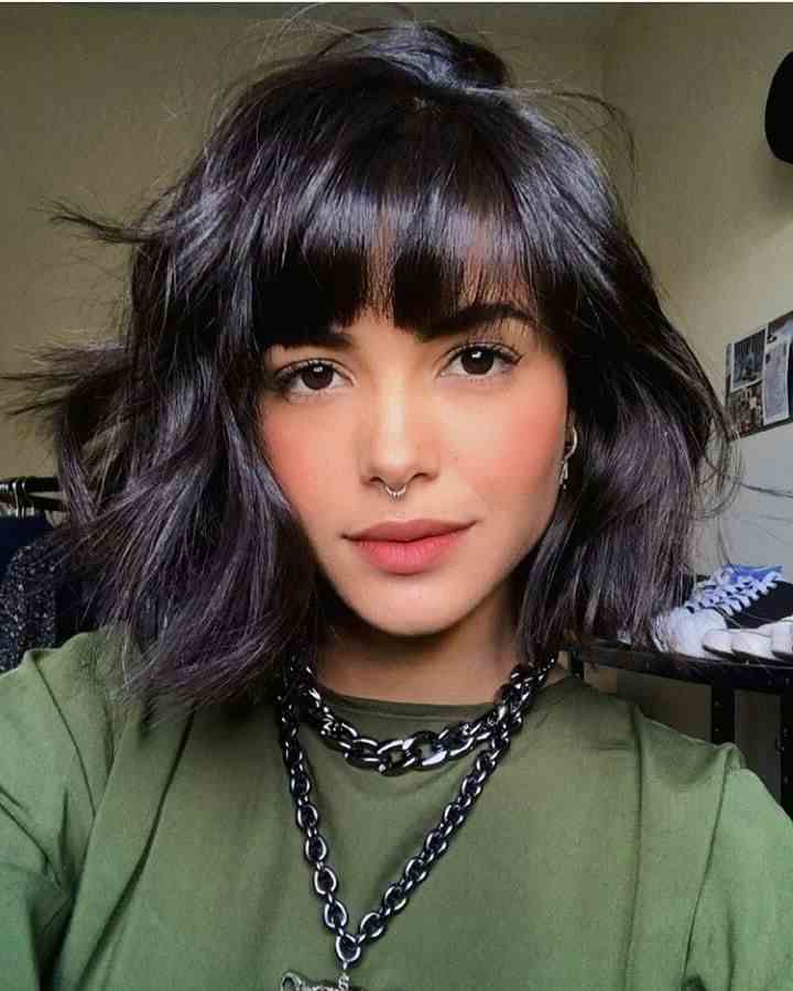 Straight Across Bangs Short Wolf Cut