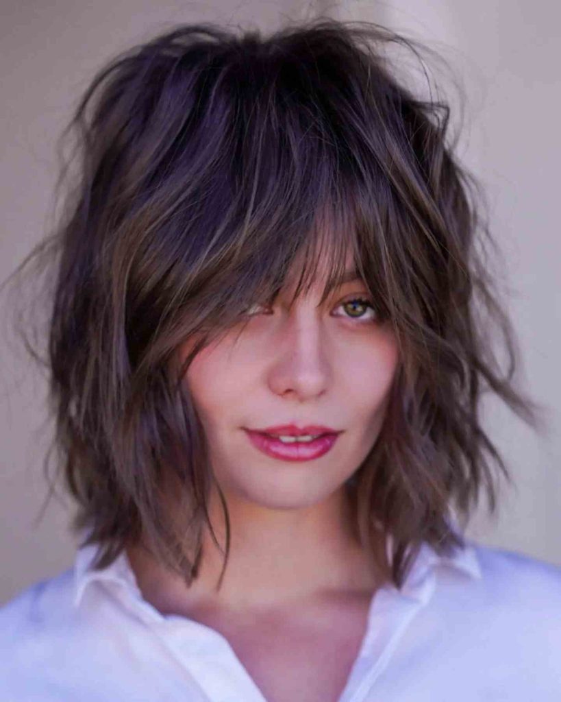 Textured Bob Wolf Cut with Bangs