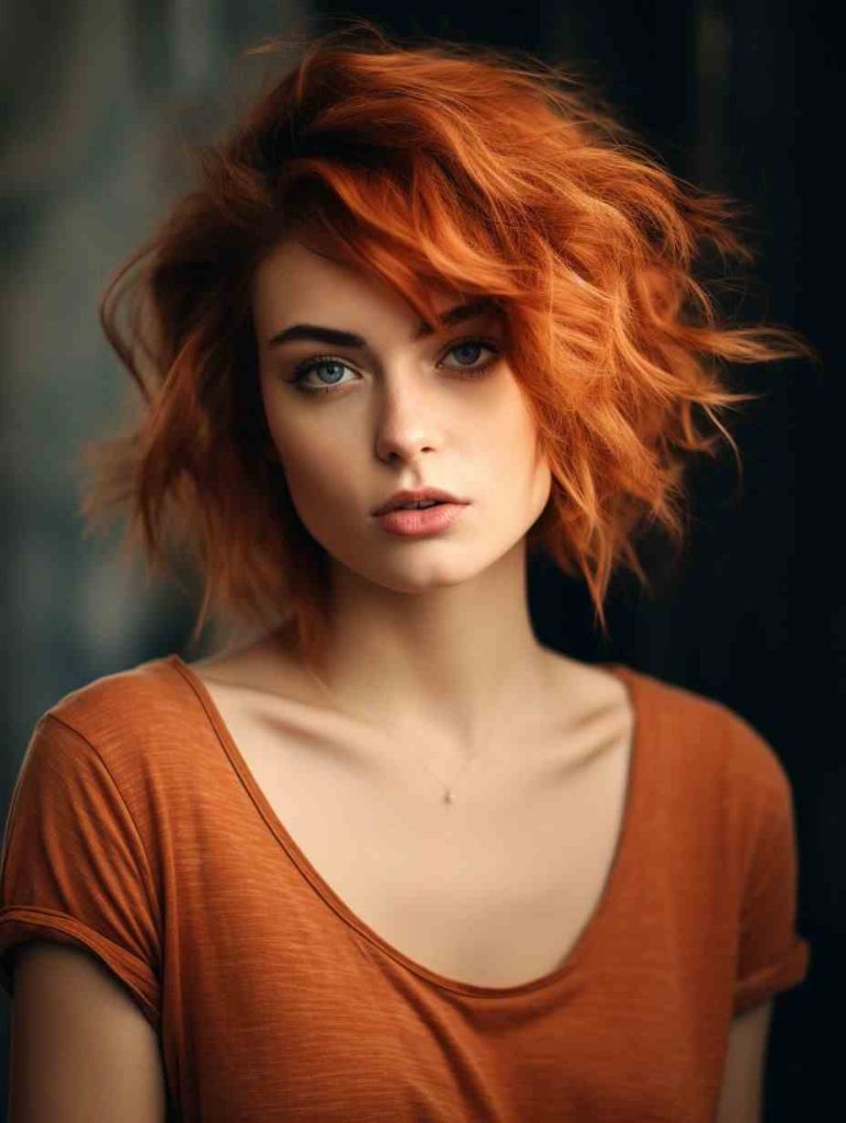 Textured Ginger Wolf Cut with Side Part