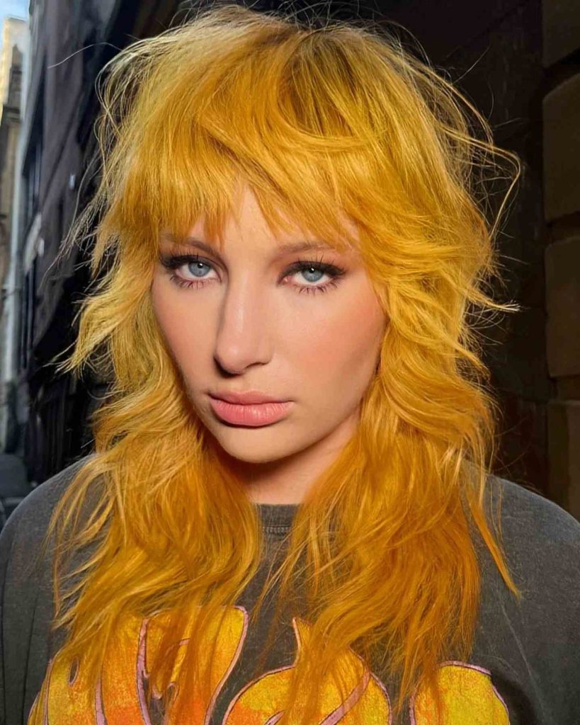 Thick Ginger Wolf Cut with Fringe