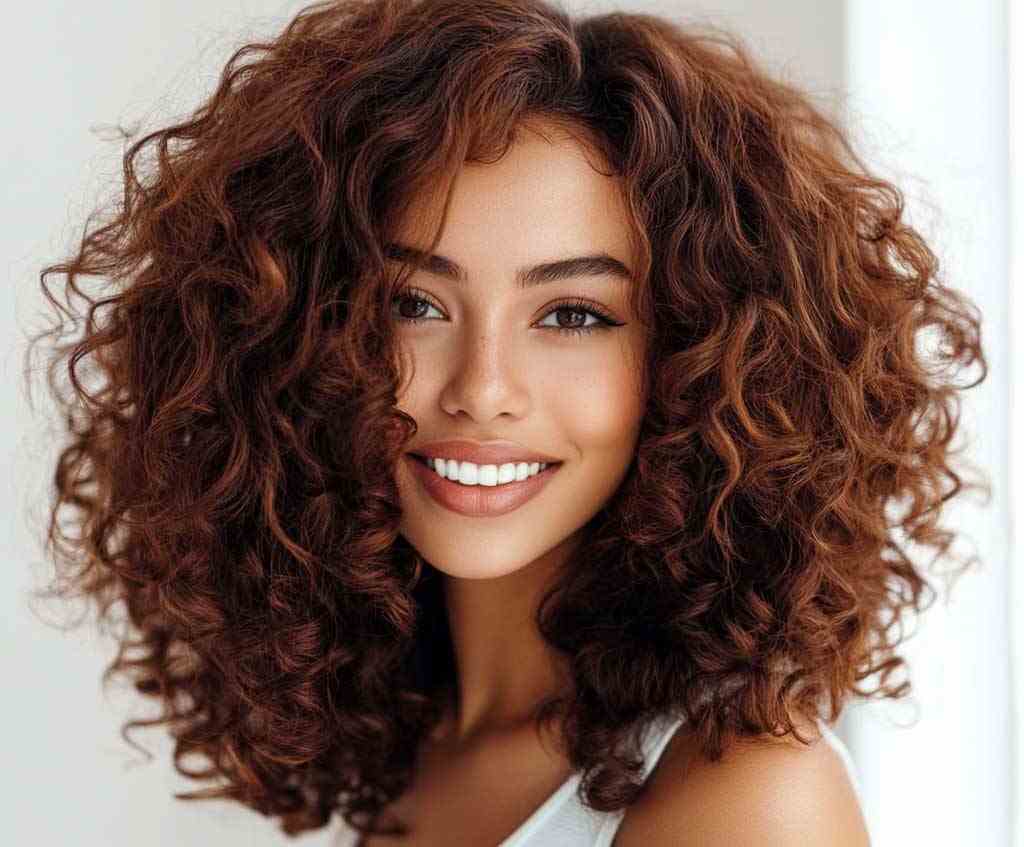 Voluminous Curls with a Medium Wolf Cut