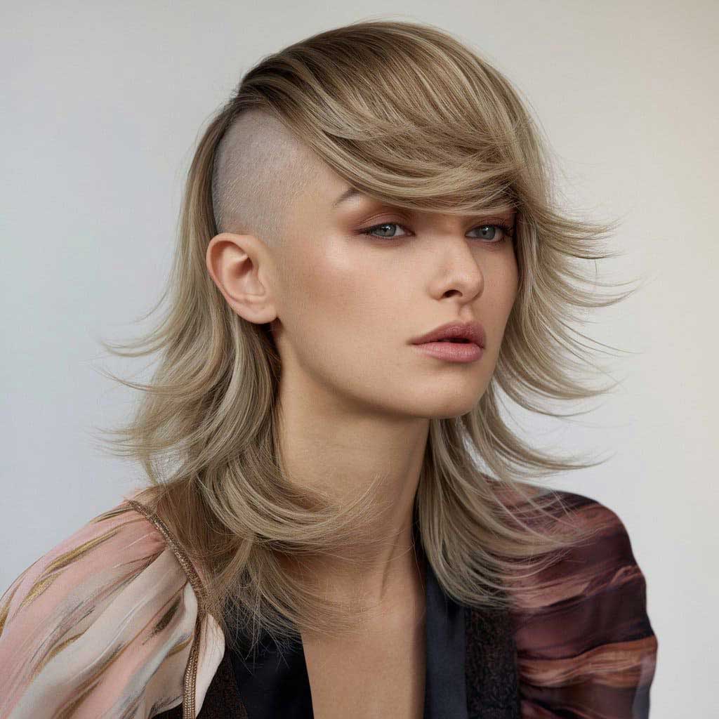 Wolf Cut with Shaved Sides