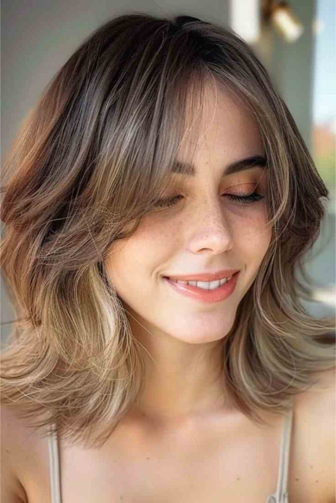 Medium Wolf Cut with Curtain Bangs