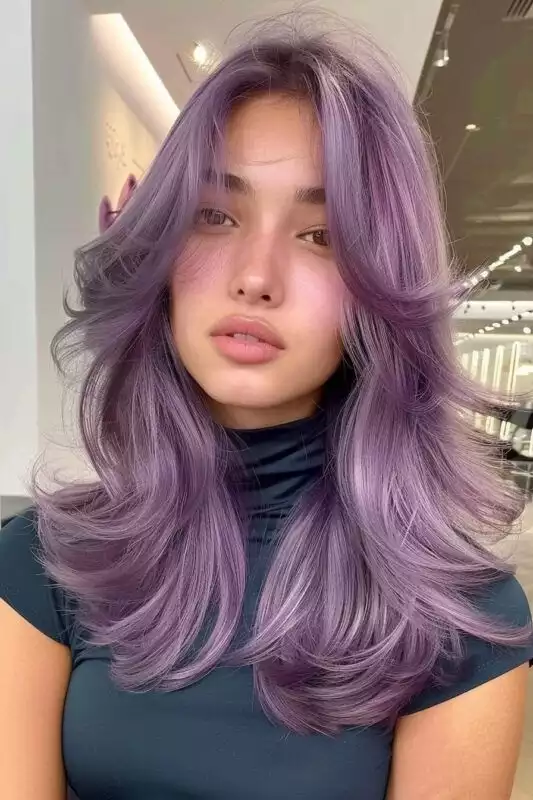 Curtain Bangs with Gentle Jellyfish Gradient