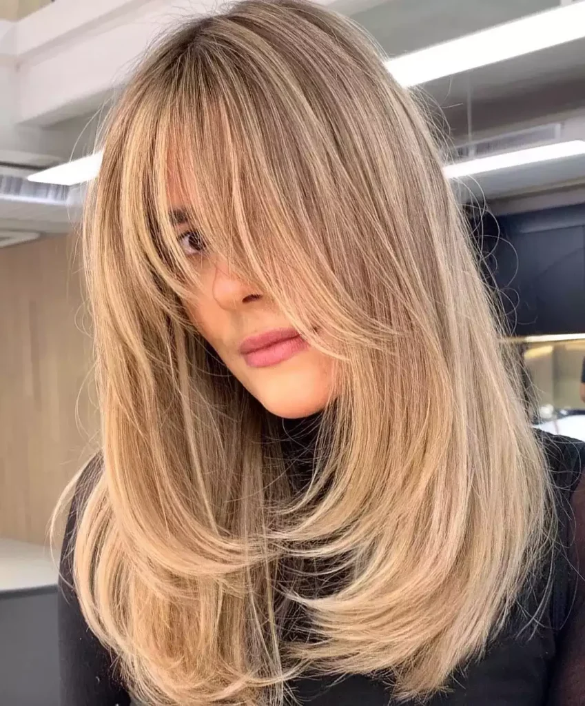 Curtain Bangs with Layered Length