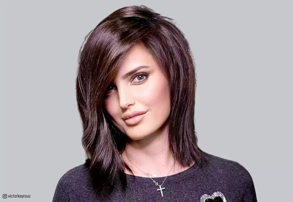 Layered Medium Cut with Side-Swept Bangs