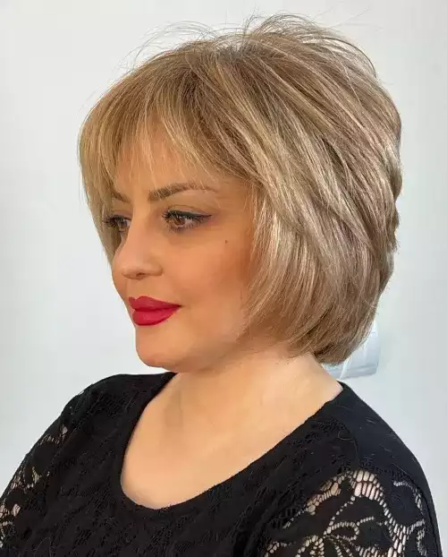 Medium Layered Bob with Feathered Ends