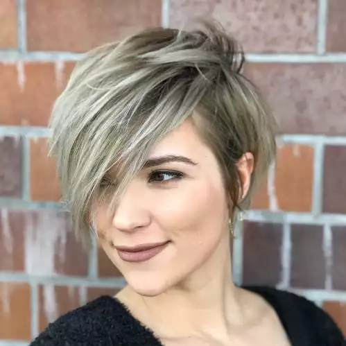 Pixie Cut with Long Side Bangs