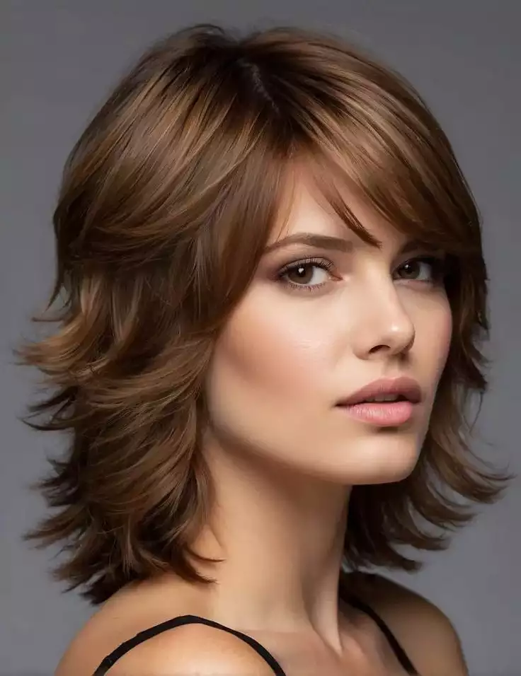 Shoulder-Length Layers with Flipped Ends